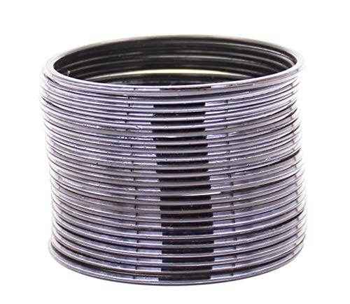 T4 Jewels Many Colors Glossy Metal Bangles (Pack Of 24). Black Metal Bangles T4 Jewels
