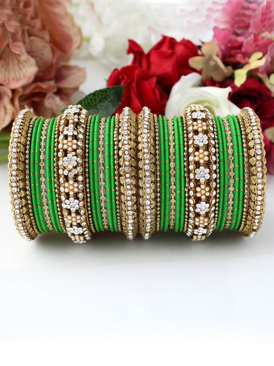 Mauli Bangle Set (White) Green 2.4 Bangles T4 Jewels
