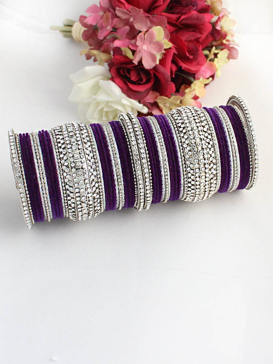 Maryam Bangle Set (Silver) Purple 2.4 Bangles T4 Jewels