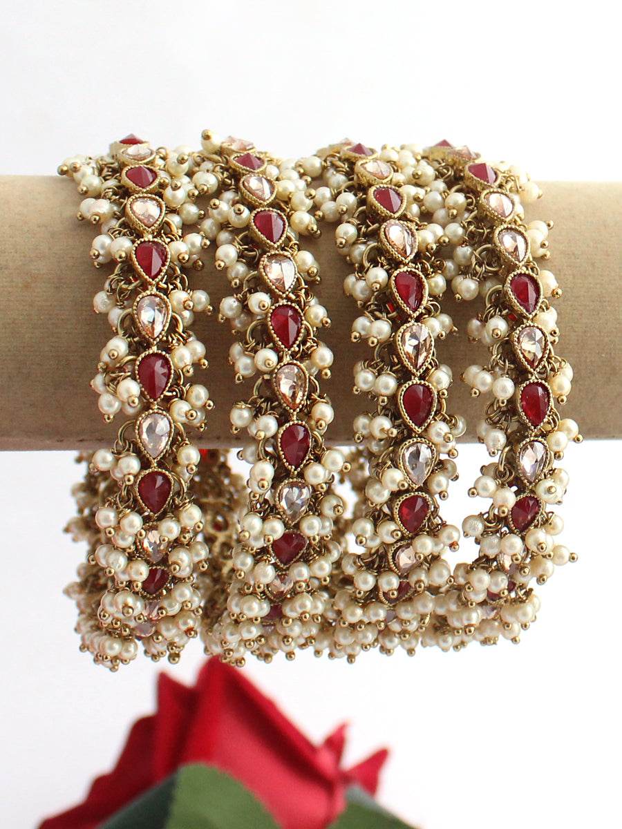 Kayra Bangle Set Golden Maroon 2.1O Bangles T4 Jewels