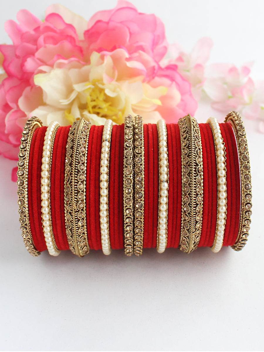 Ramsha Bangle Set Red Bangles T4 Jewels