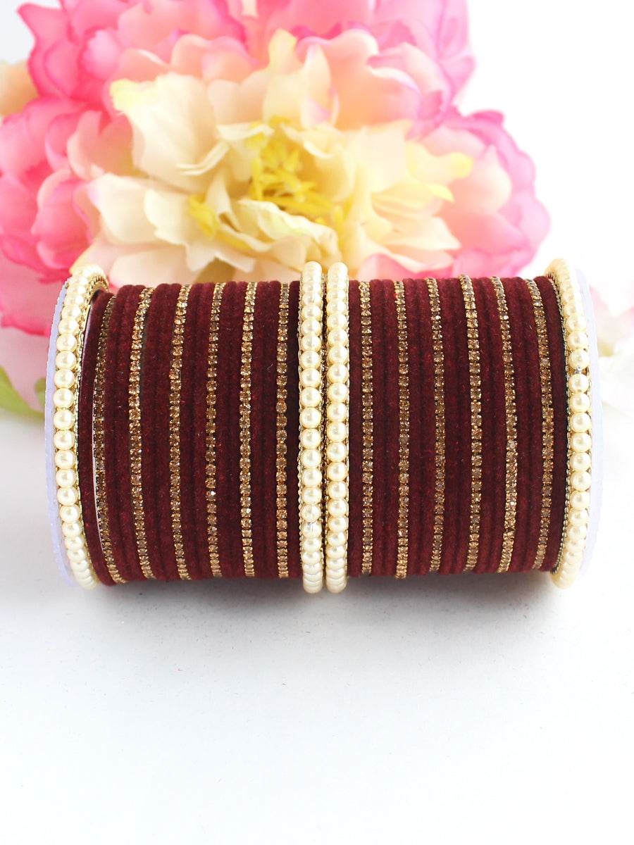 Jaanvi Bangle Set Maroon 2.1O Bangles T4 Jewels
