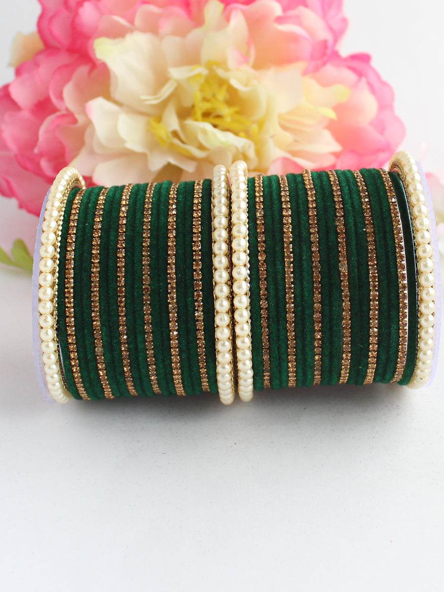Jaanvi Bangle Set Green Bangles T4 Jewels