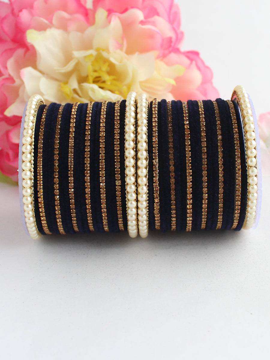 Jaanvi Bangle Set Navy Blue Bangles T4 Jewels