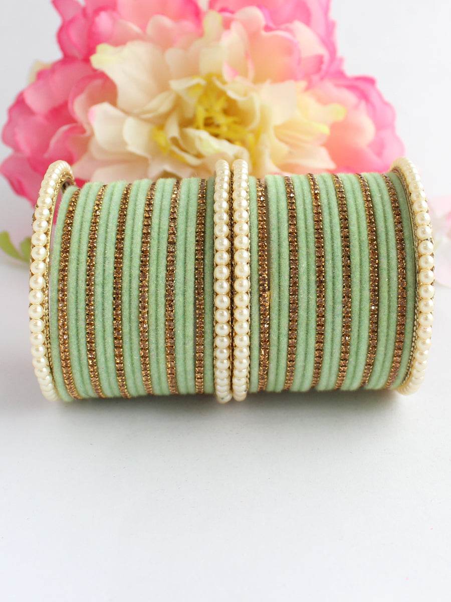 Jaanvi Bangle Set Mint Green Bangles T4 Jewels