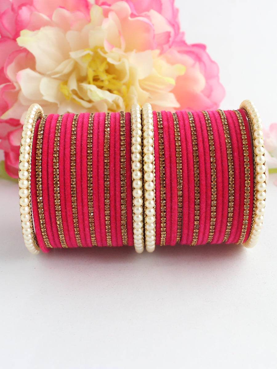 Jaanvi Bangle Set Hot Pink Bangles T4 Jewels
