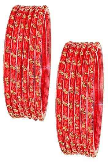 T4 Jewels (Large Size) Red & Green Color Glass Bangles (Pack Of 12)-BNFL Large Size Bangles T4 Jewels