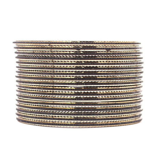 Shining Glitter Bangles with golden borders by T4 Jewels Black Plain Metal Bangles T4 Jewels