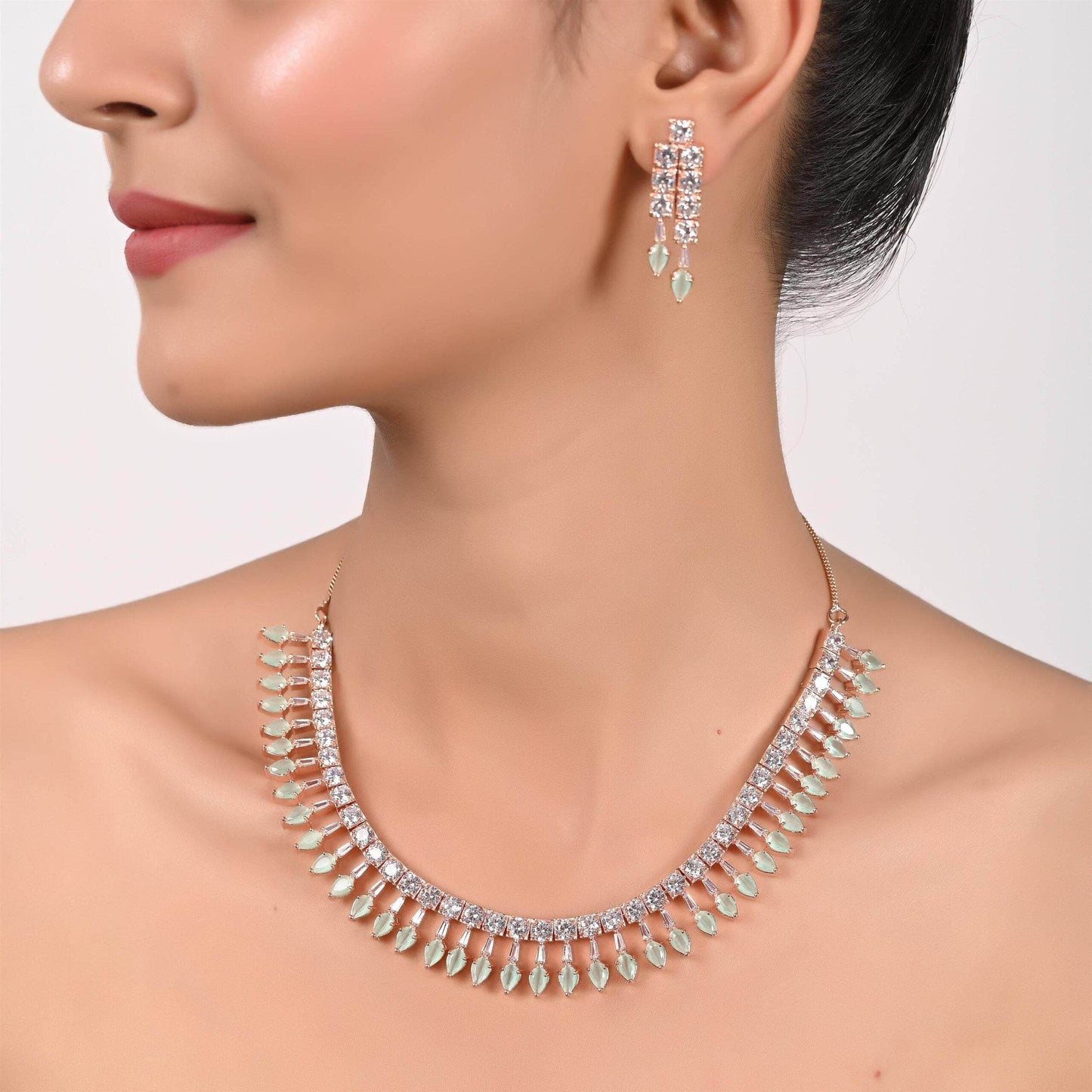 Magnificent Handmade CZ Necklace Set - Beauty and Class T4 Jewels