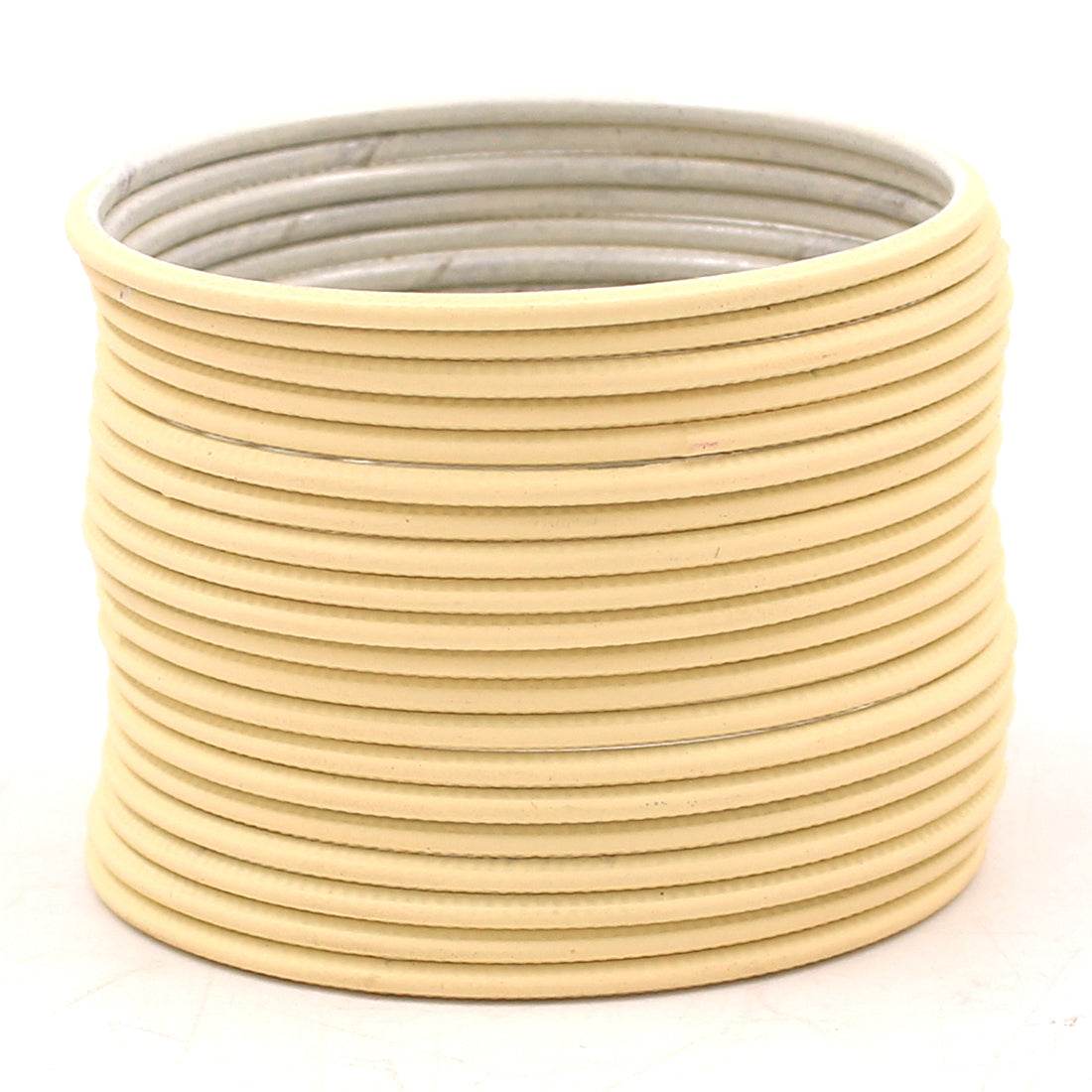 Set of 24 Matte Textured Bangles by T4 Jewels Cream Plain Metal Bangles T4 Jewels
