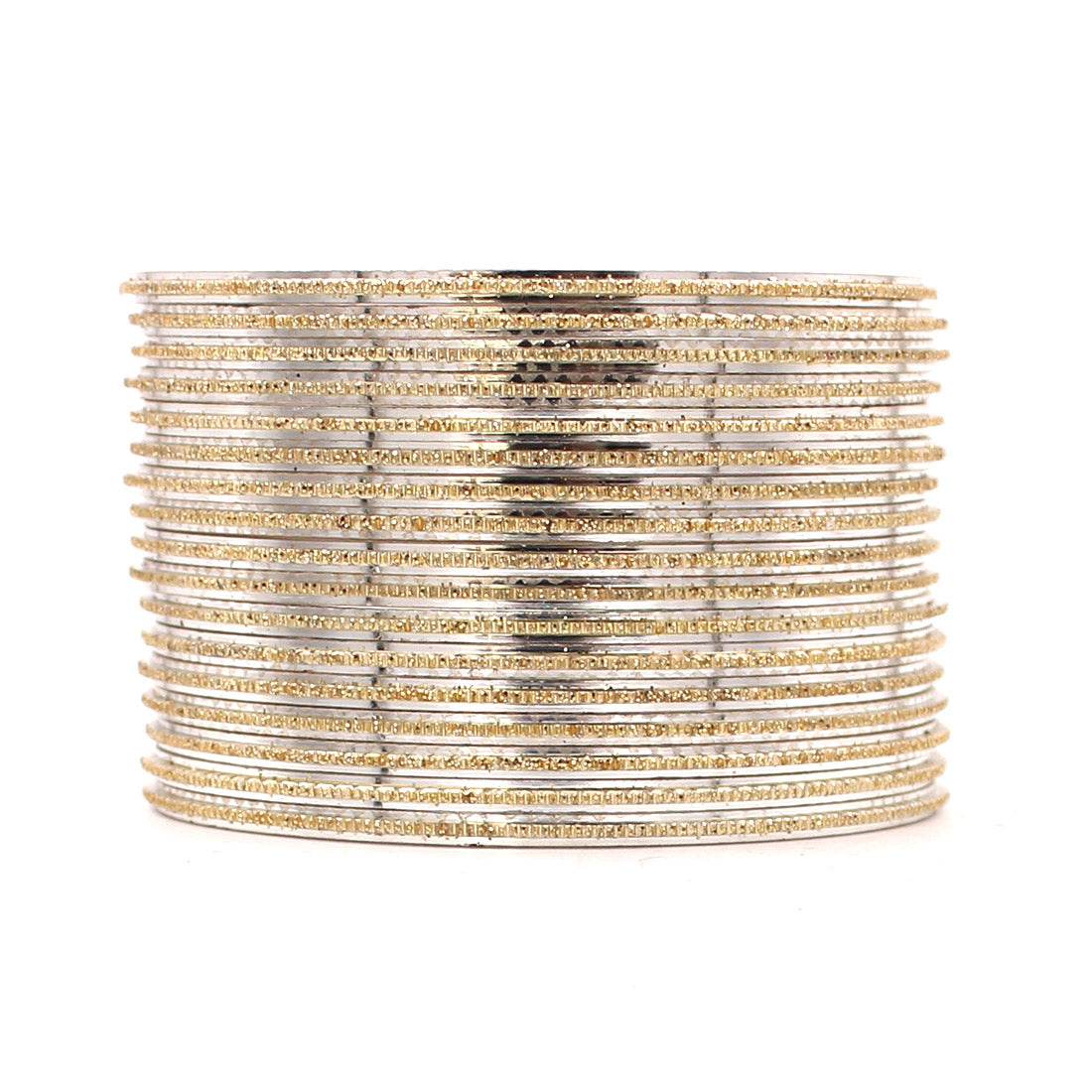 Shining Glitter Bangles with golden borders by T4 Jewels Cream Plain Metal Bangles T4 Jewels