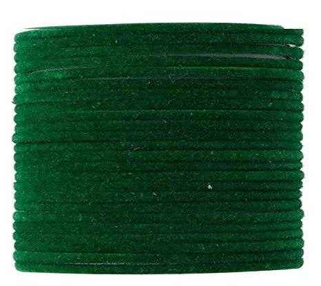 T4 Jewels Velvet Metal Bangles Set (Pack Of 24) Dark Green Metal Bangles T4 Jewels