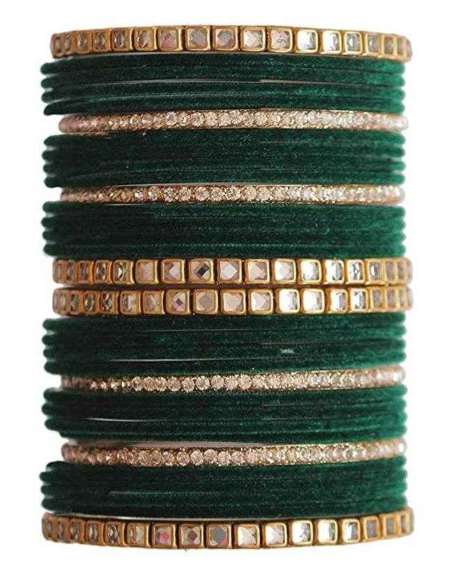 T4 Jewels 18k Gold Plated Zircon Stones And Beads Studded Fashion Jewellery Metal Bangles Set - 68NO All Bangle Sets T4 Jewels