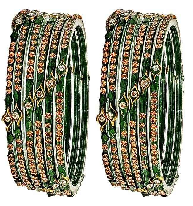 T4 Jewels (Large Size) Red, Maroon & Green Color Glass Bangles (Pack Of 12)-DUK Large Size Bangles T4 Jewels