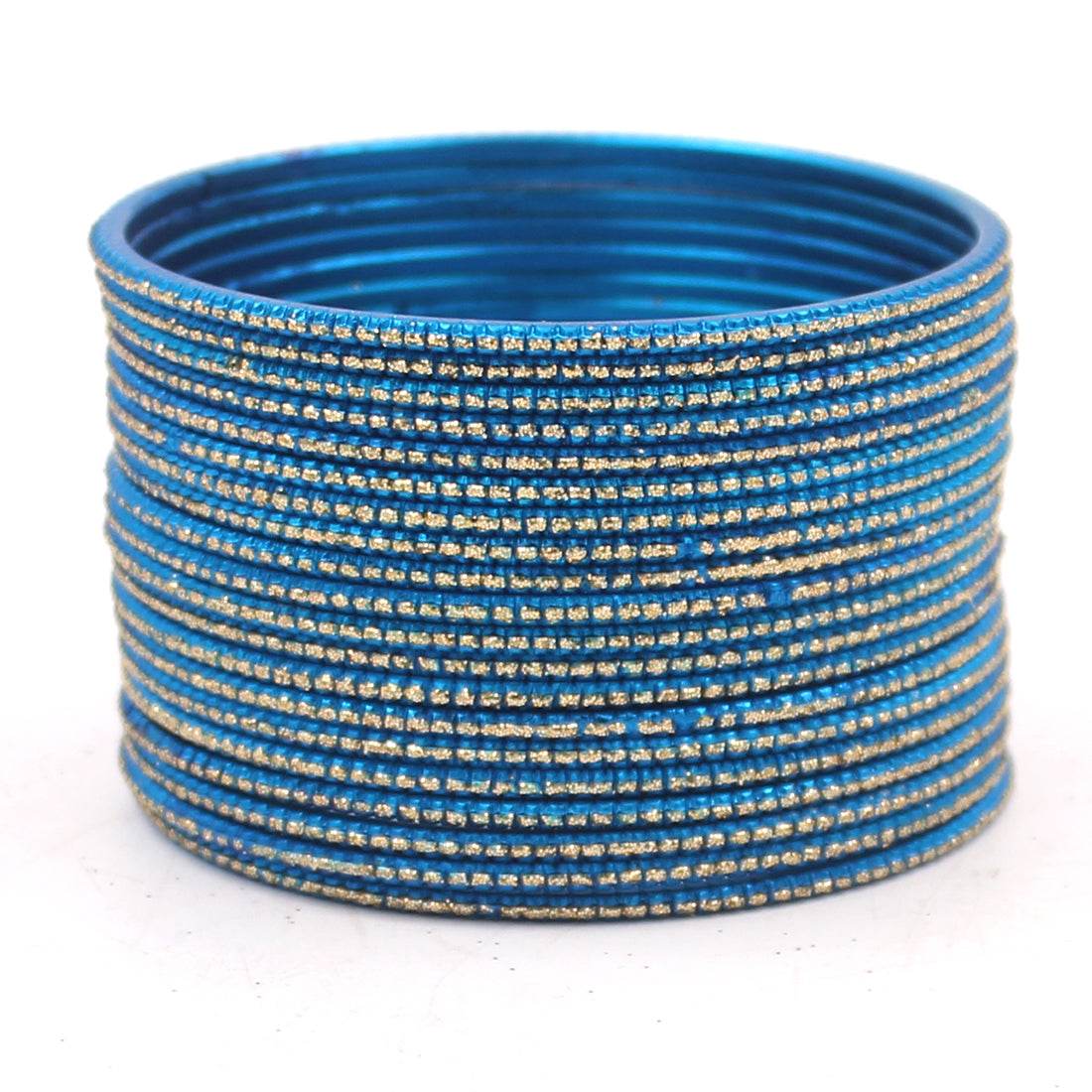 Set of 24 Glitter Bangles by T4 Jewels Firozi Plain Metal Bangles T4 Jewels