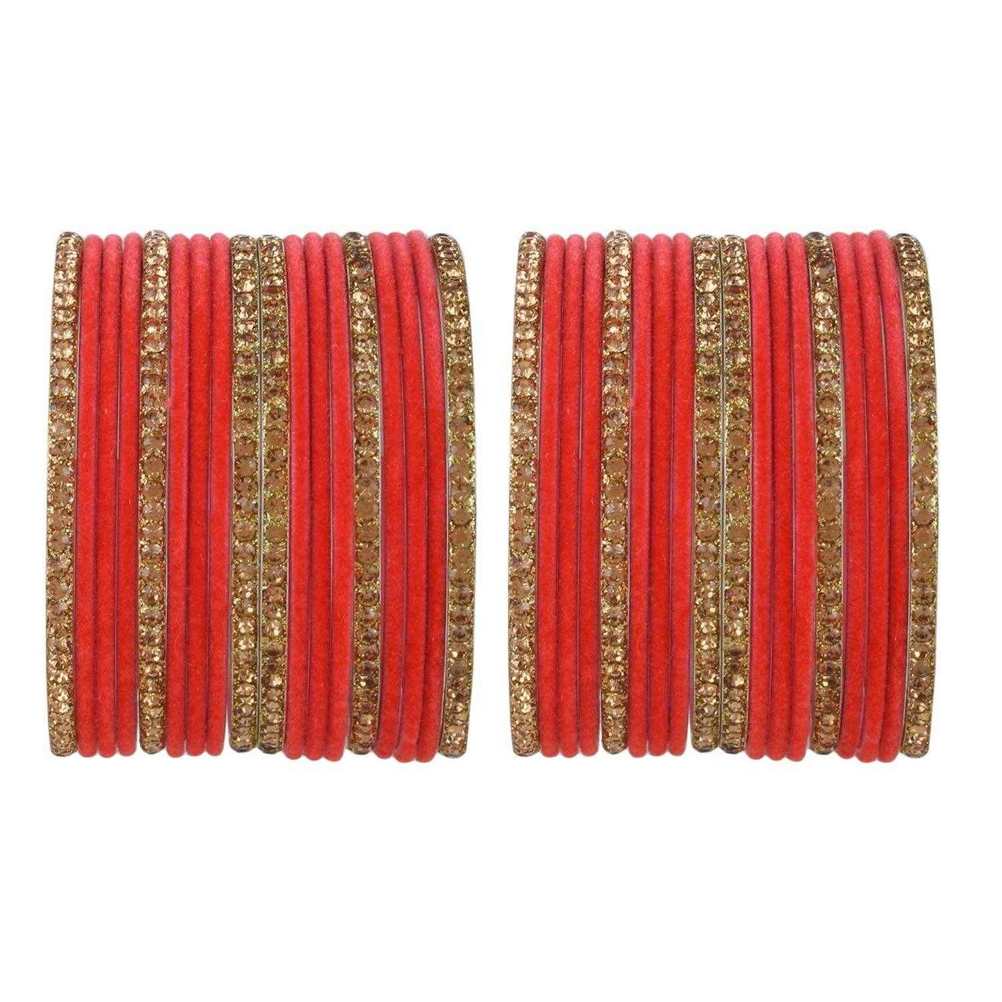 T4 Jewels Velvet Bangle Set With Golden Bangles-69 All Bangle Sets T4 Jewels