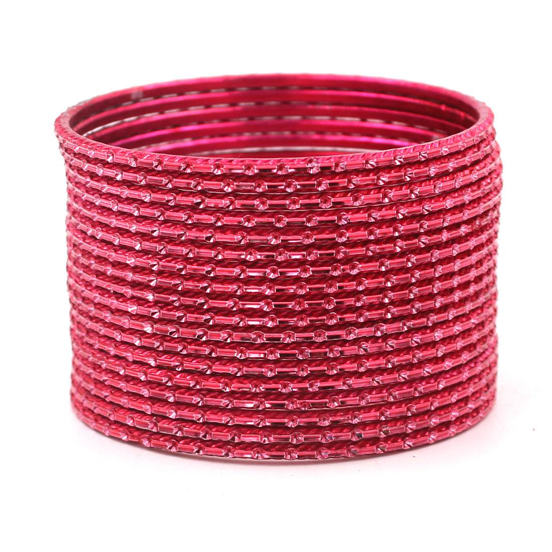 Set of 24 Shining Metal Bangles with self-dot Design by T4 Jewels Gajri Plain Metal Bangles T4 Jewels