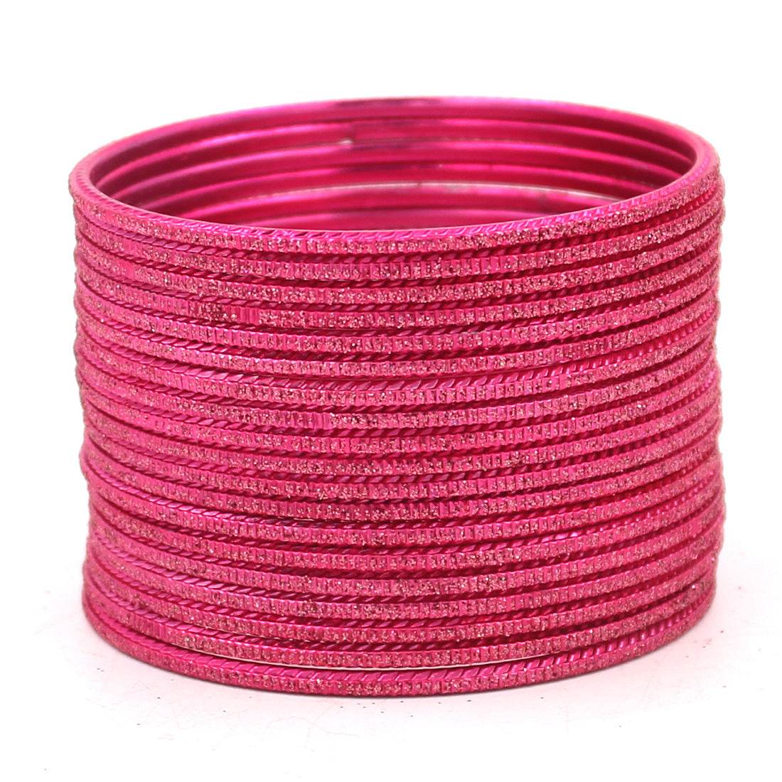 Set of 24 Lehar Glitter Metal Bangles by T4 Jewels Gajri Plain Metal Bangles T4 Jewels