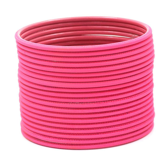 Set of 24 Matte Textured Bangles by T4 Jewels Gajri Plain Metal Bangles T4 Jewels