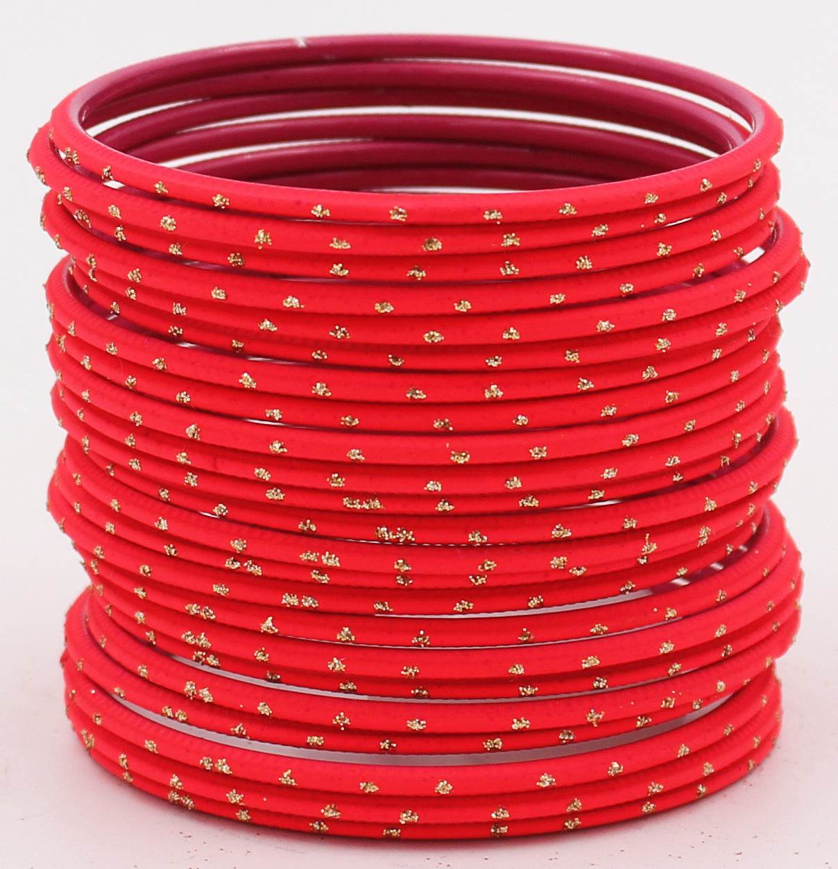 Set of 24 Plain Matte Textured Metal Bangles By T4 Jewels Gajri Plain Metal Bangles T4 Jewels