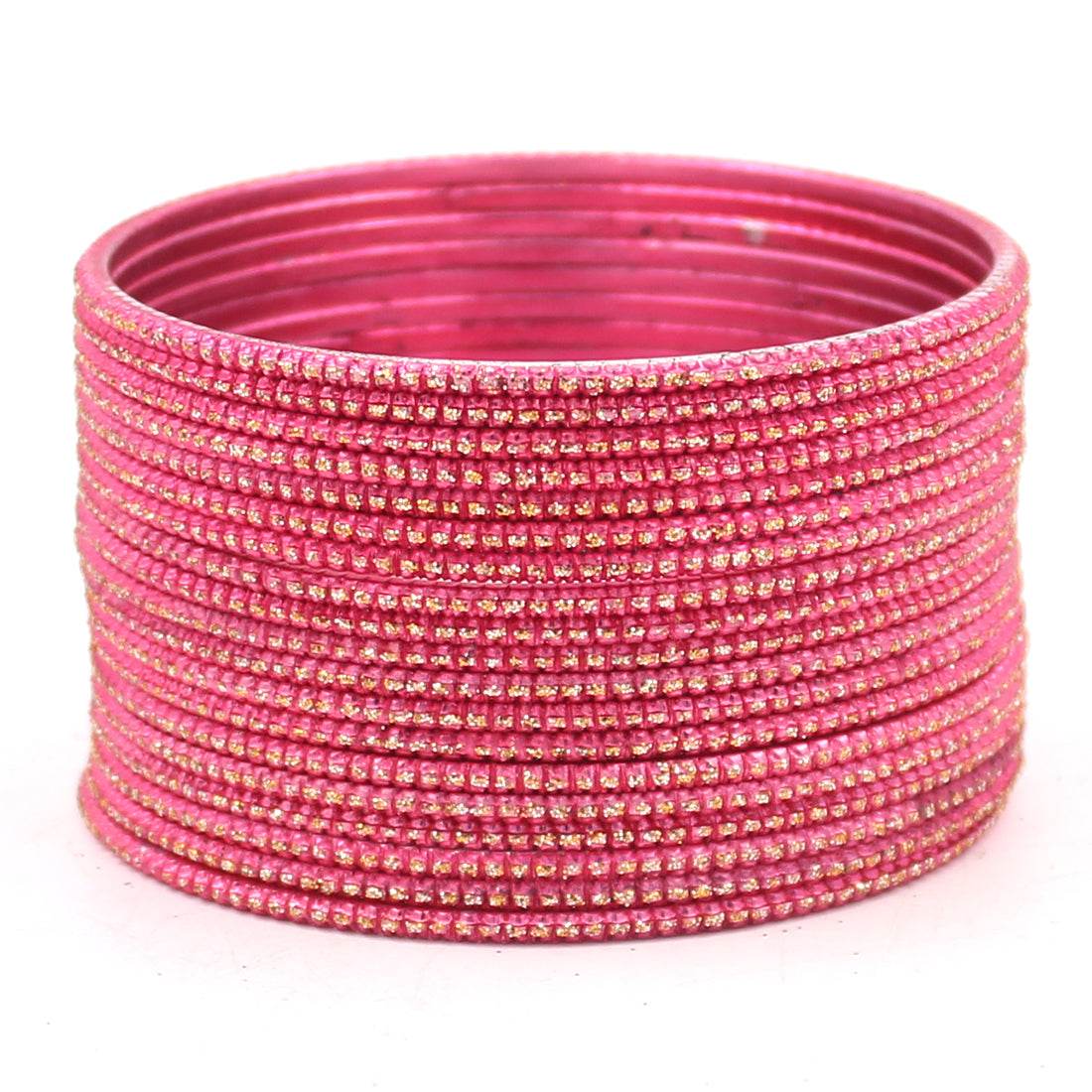 Set of 24 Glitter Bangles by T4 Jewels Gajri Plain Metal Bangles T4 Jewels