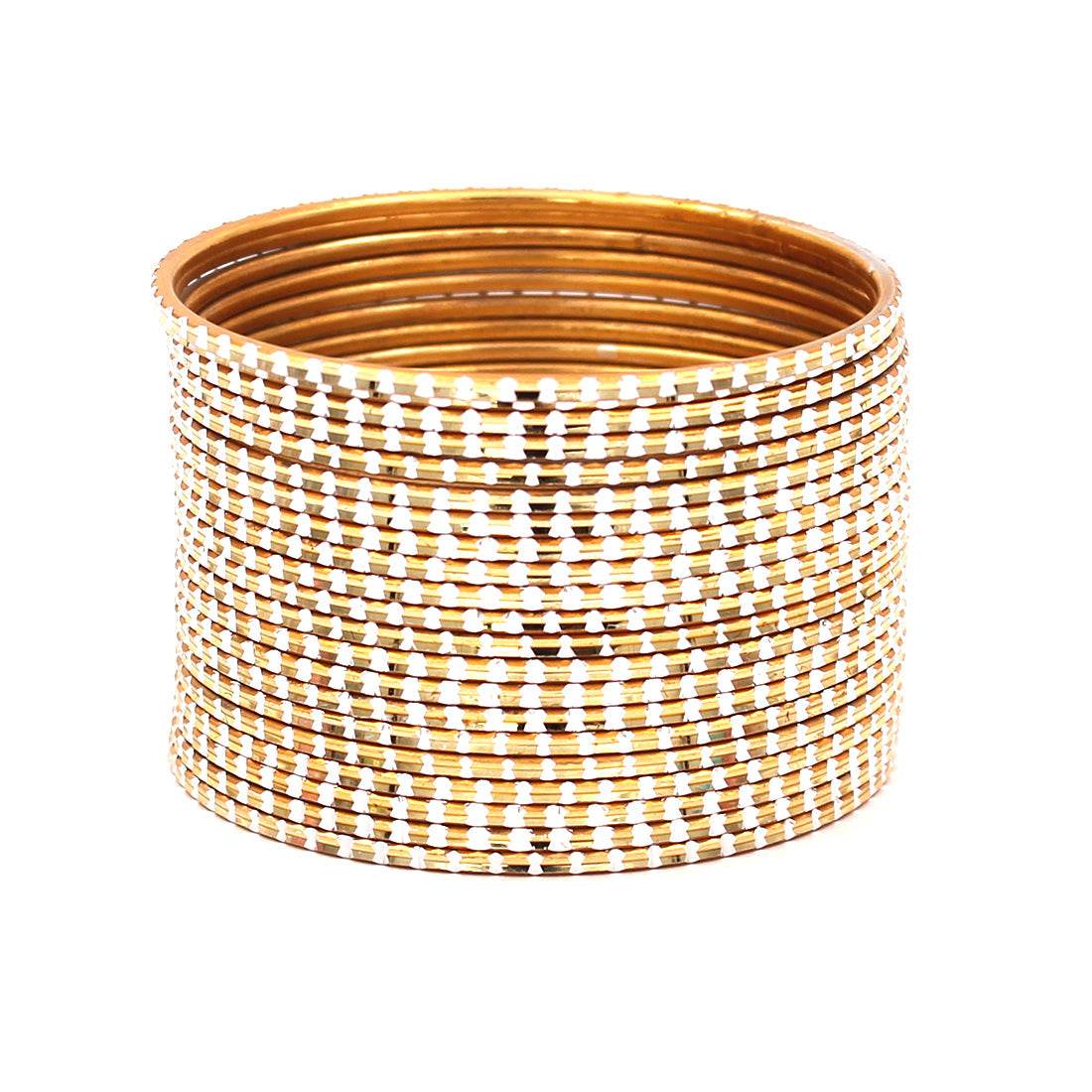 Set of 24 Shining Bangles with Cutting Design by T4 Jewels GOLDEN Plain Metal Bangles T4 Jewels