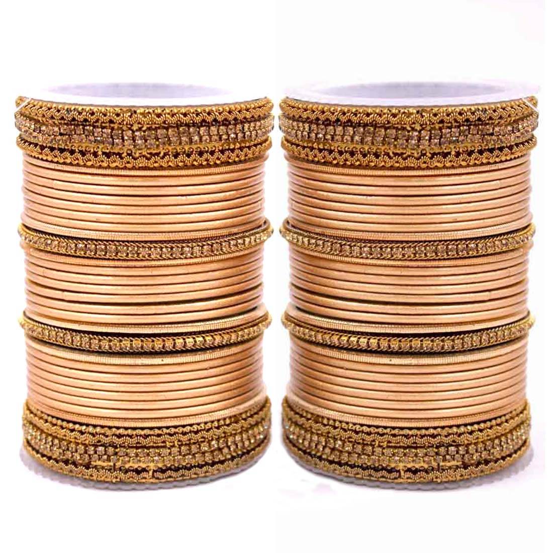 Traditional Brass based Bangle set by T4 Jewels for Both Hands Golden All Bangle Sets T4 Jewels