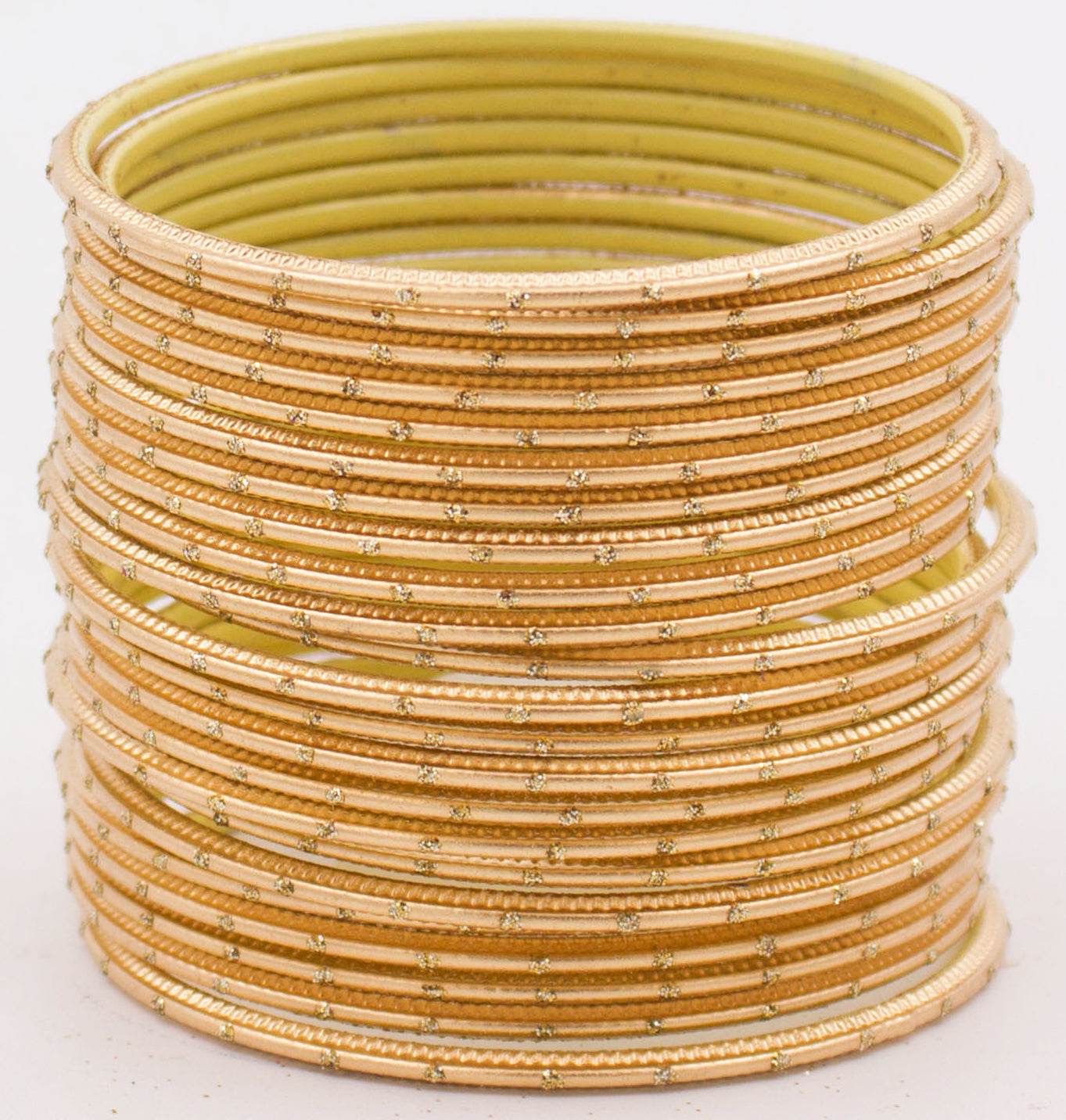 Set of 24 Plain Matte Textured Metal Bangles By T4 Jewels Golden Plain Metal Bangles T4 Jewels