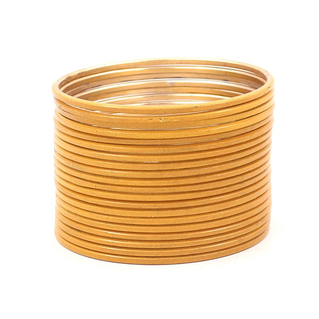 Set of 24 Solid Coloured Plain Metal Bangles by T4 Jewels Golden Plain Metal Bangles T4 Jewels