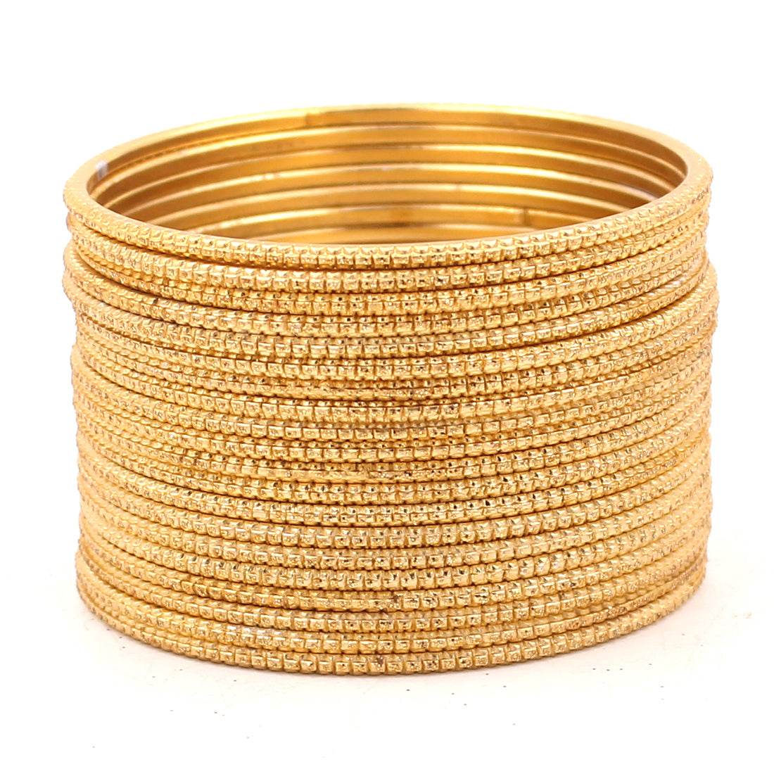 Set of 24 Glitter Bangles by T4 Jewels Golden Plain Metal Bangles T4 Jewels