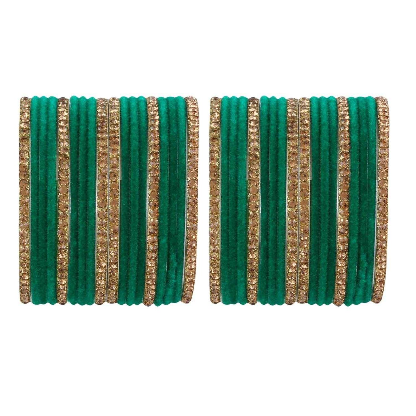 T4 Jewels Velvet Bangle Set With Golden Bangles-69 All Bangle Sets T4 Jewels