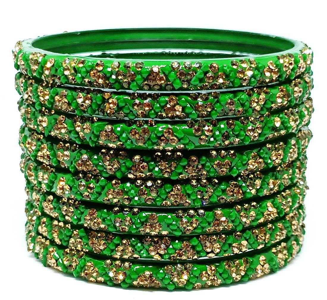 T4 Jewels (Large Size) Red, Green MultiColor Glass Kada Bangles (Pack Of 8)-KVT Large Size Bangles T4 Jewels