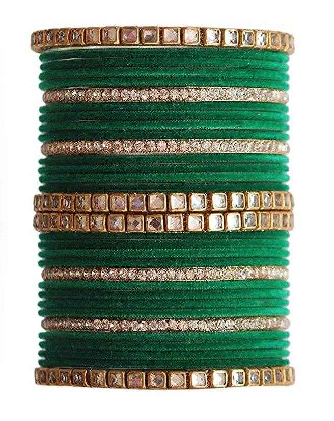 T4 Jewels 18k Gold Plated Zircon Stones And Beads Studded Fashion Jewellery Metal Bangles Set - 68NO All Bangle Sets T4 Jewels