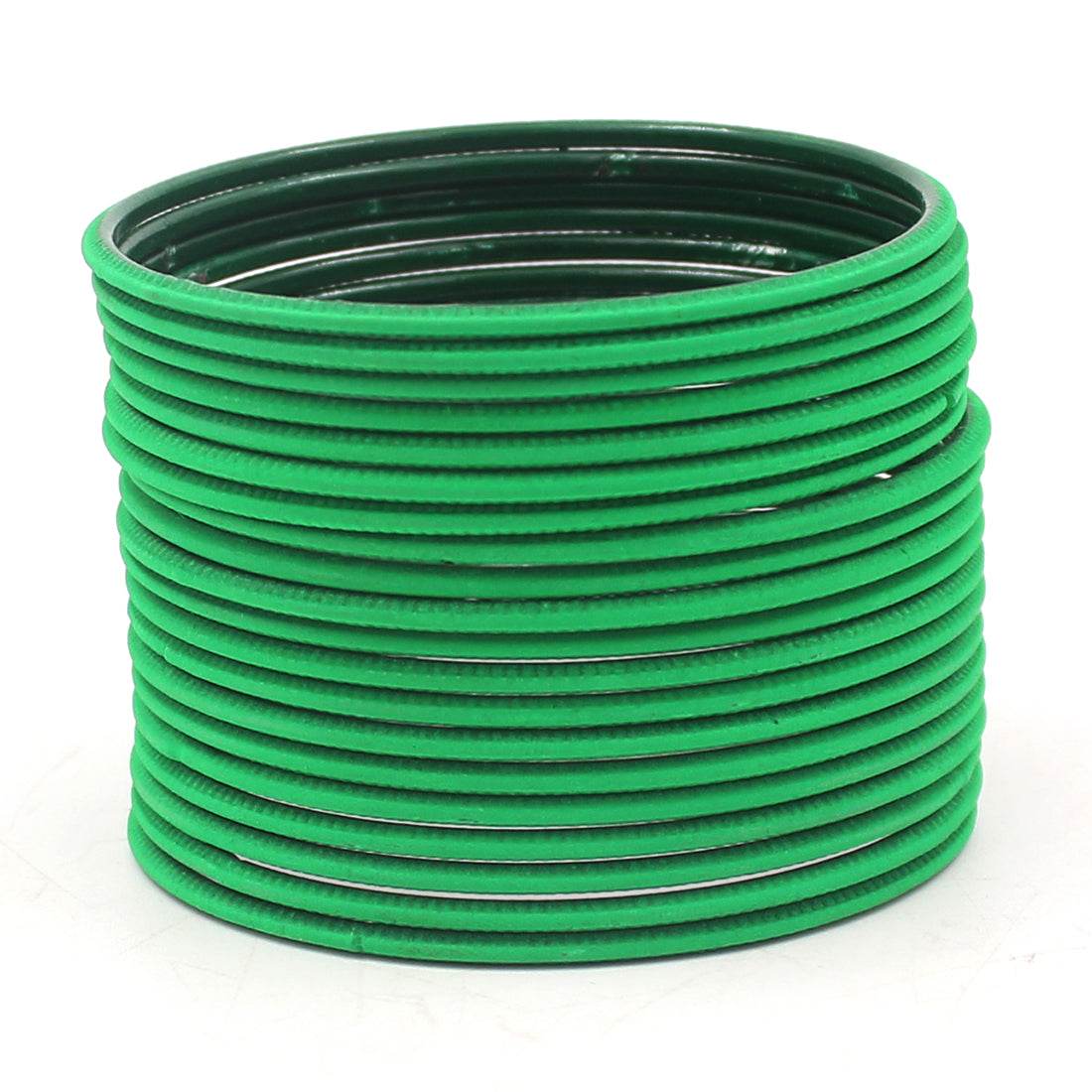 Set of 24 Matte Textured Bangles by T4 Jewels Green Plain Metal Bangles T4 Jewels