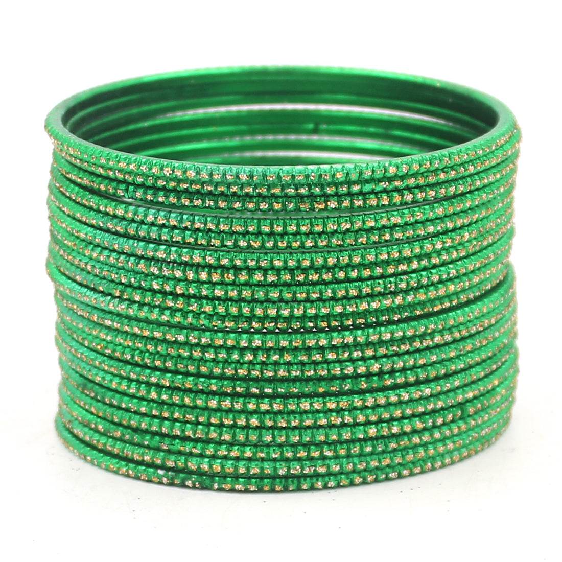 Set of 24 Glitter Bangles by T4 Jewels Green Plain Metal Bangles T4 Jewels