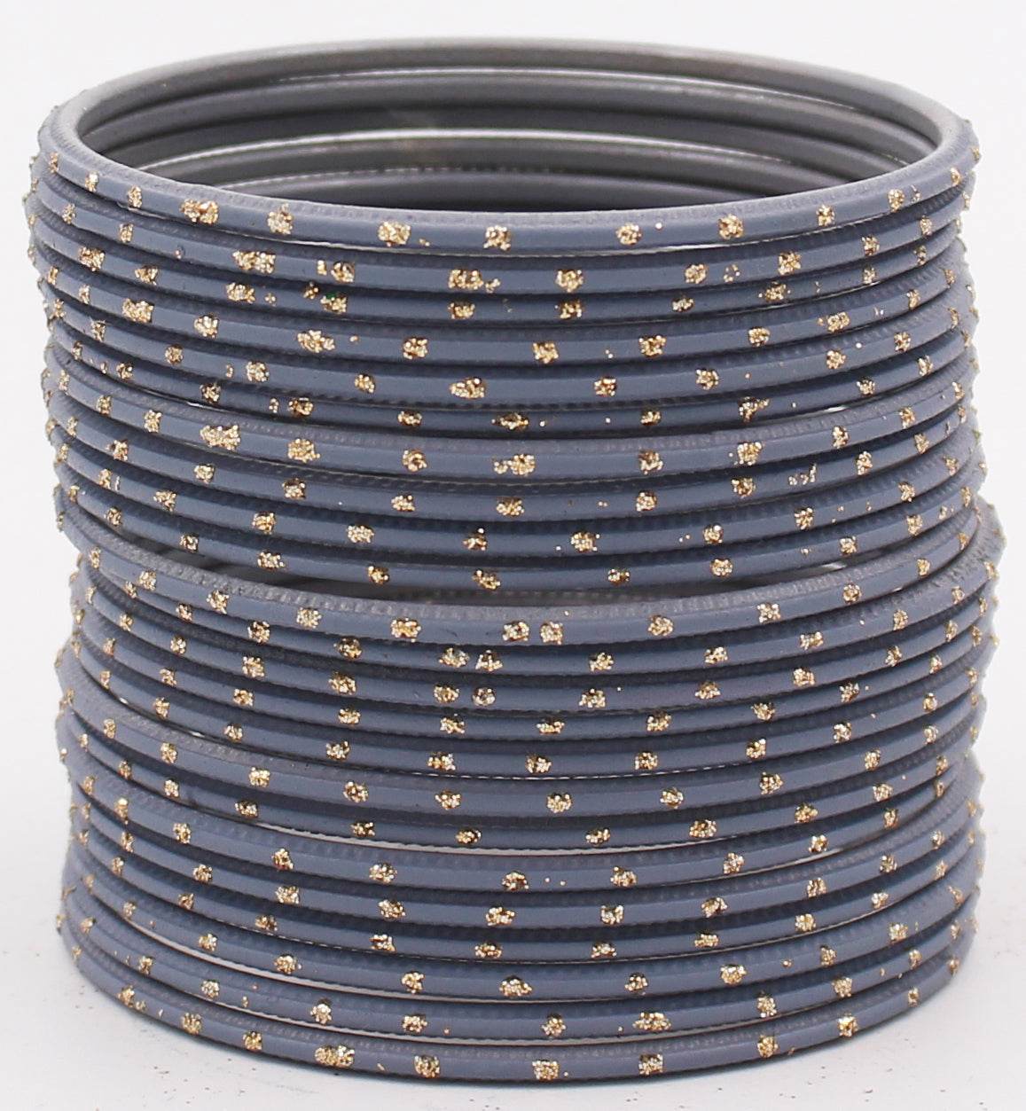 Set of 24 Plain Matte Textured Metal Bangles By T4 Jewels Grey Plain Metal Bangles T4 Jewels
