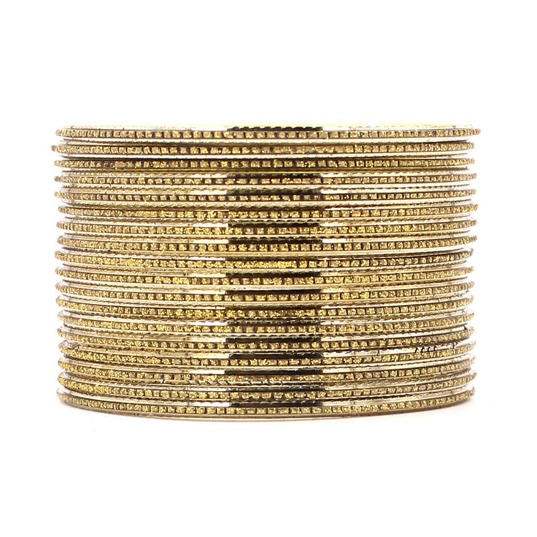 Shining Glitter Bangles with golden borders by T4 Jewels Golden Plain Metal Bangles T4 Jewels