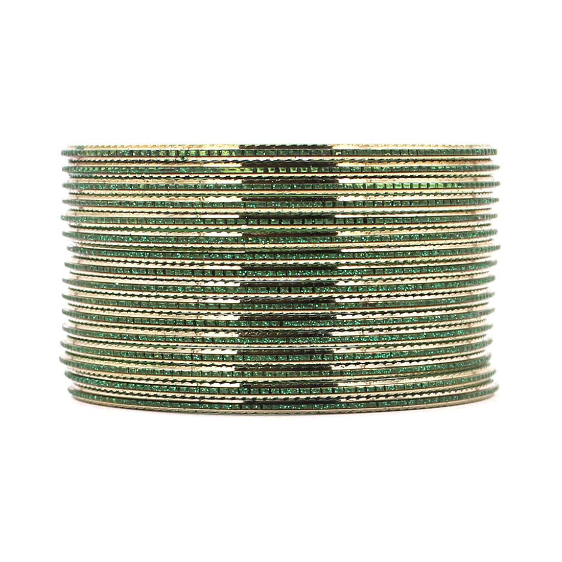 Shining Glitter Bangles with golden borders by T4 Jewels Green Plain Metal Bangles T4 Jewels