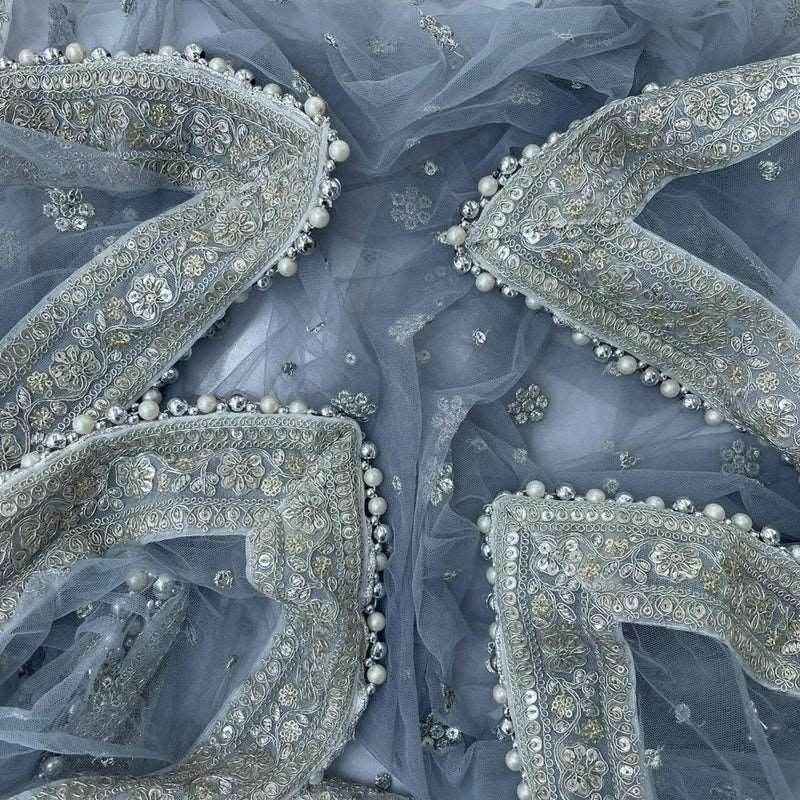 Ayesha Wedding Bridal Name Customize Chunni/Dupatta Grey Customized Chunri For Wedding T4 Jewels