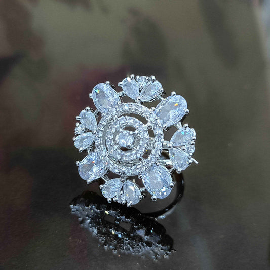 T4 Jewels Free Size Trendy Design American Diamond Silver Color Ring Rings T4 Jewels