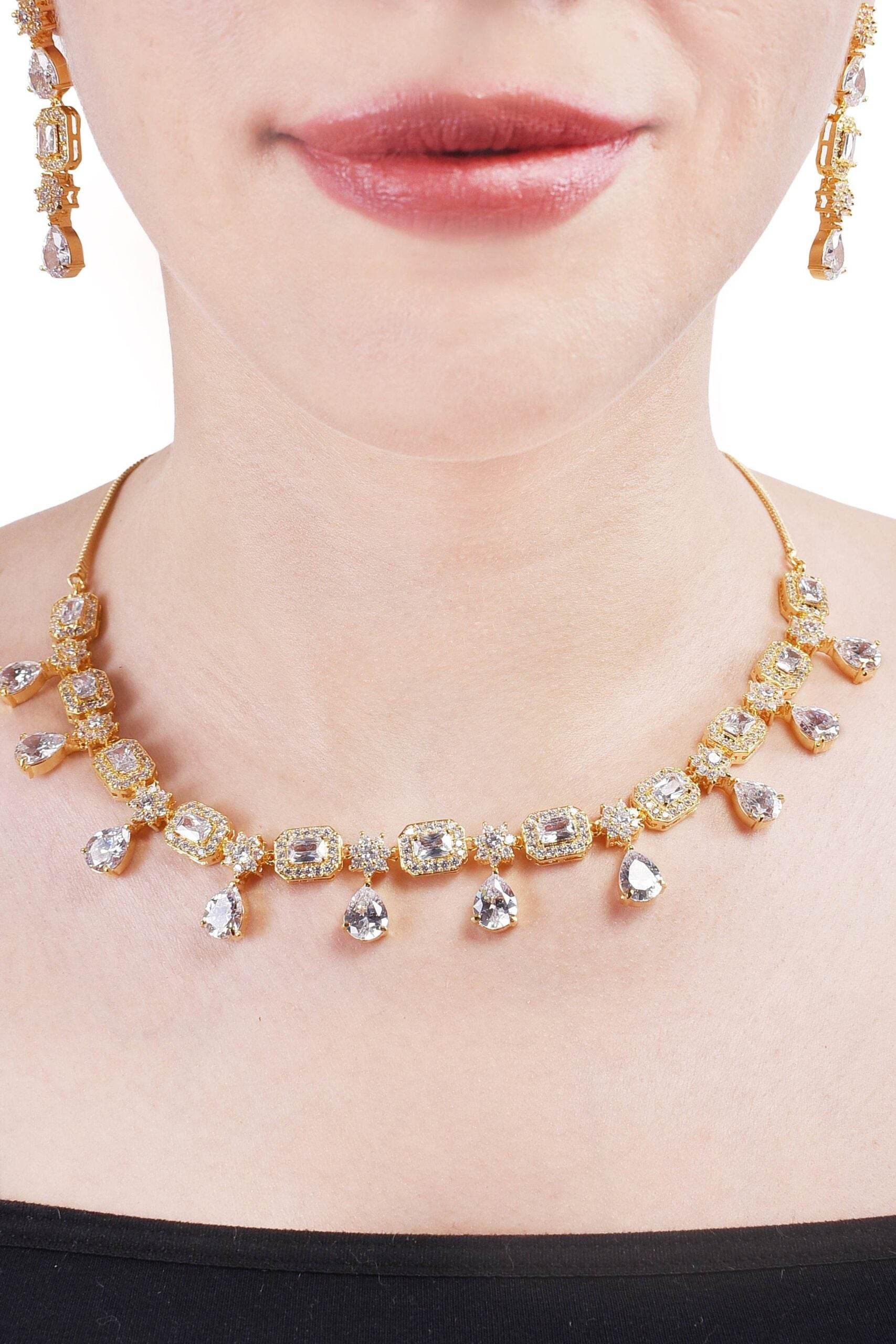 Spectacular Handcrafted CZ Necklace Set - An Exquisite and Unique Jewelry Piece T4 Jewels