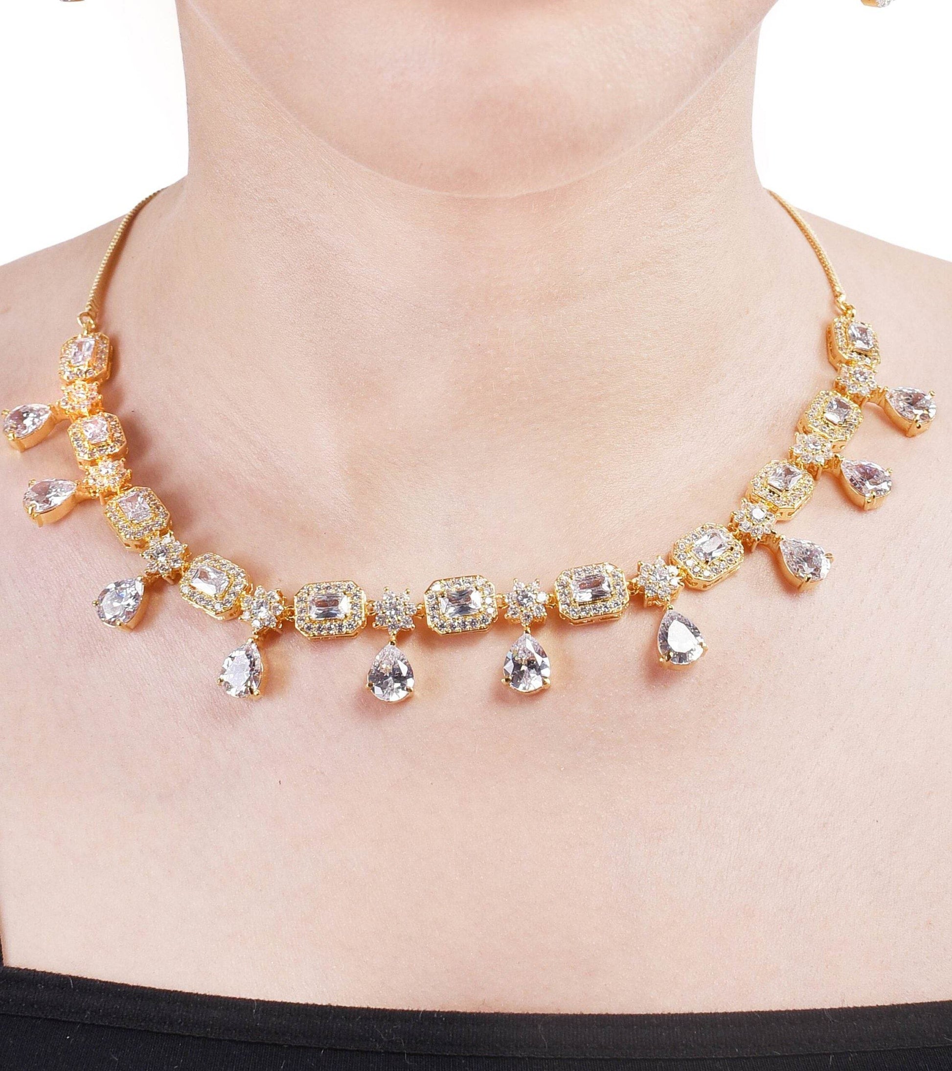 Spectacular Handcrafted CZ Necklace Set - An Exquisite and Unique Jewelry Piece T4 Jewels