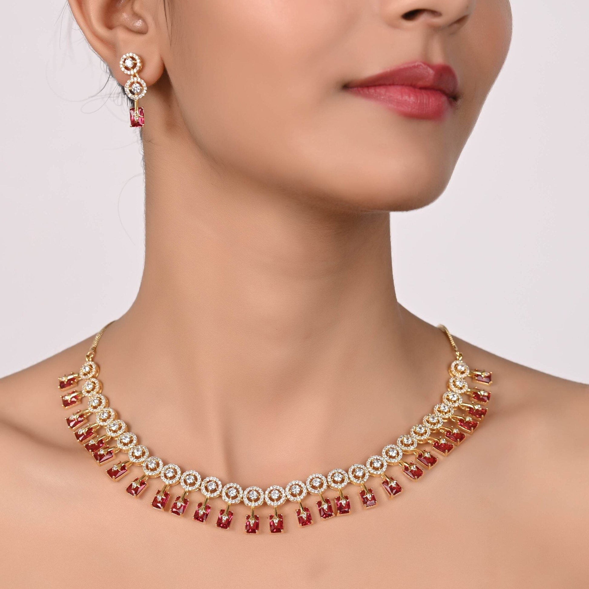 Graceful Handmade CZ Necklace Set - A Symbol of Elegance T4 Jewels