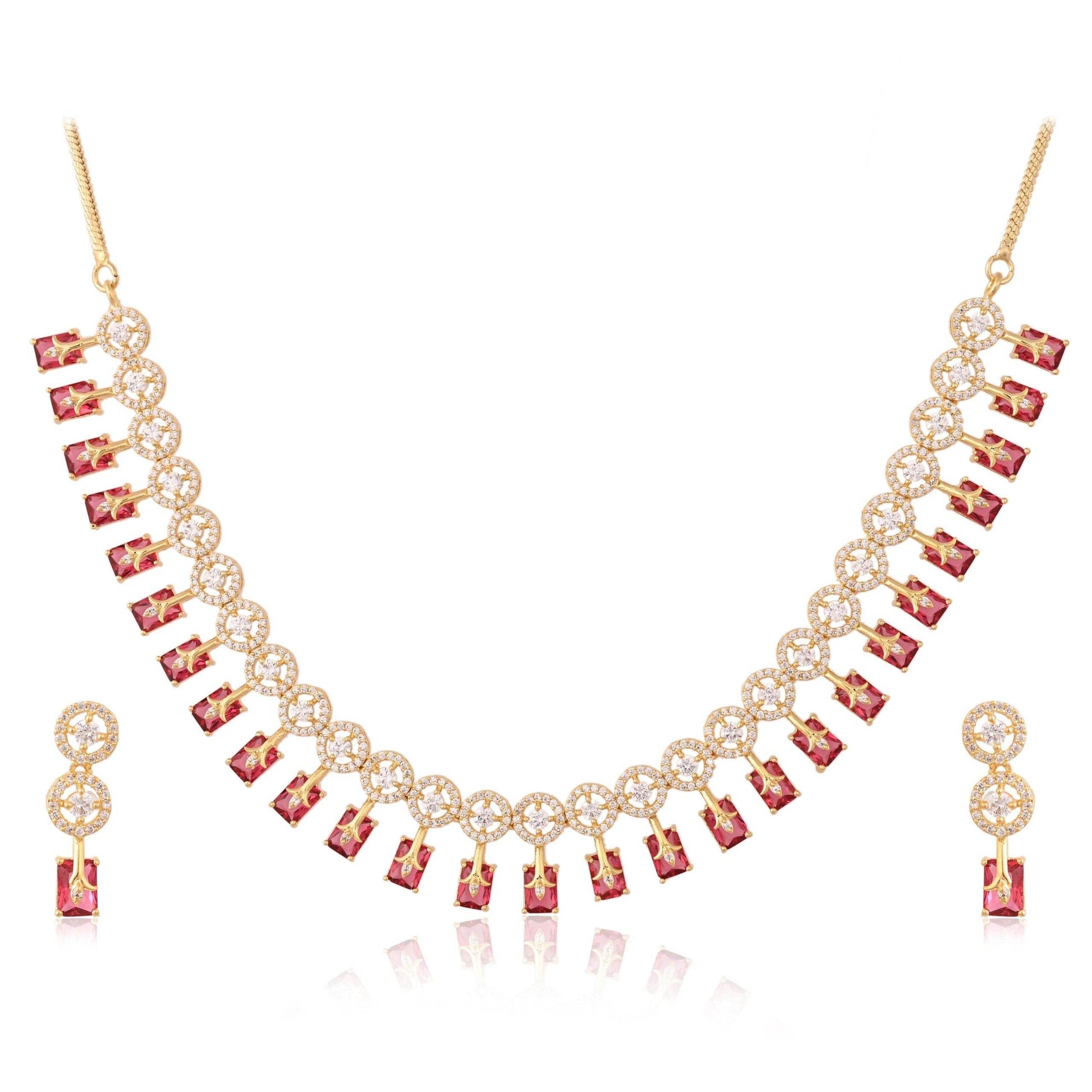 Graceful Handmade CZ Necklace Set - A Symbol of Elegance T4 Jewels