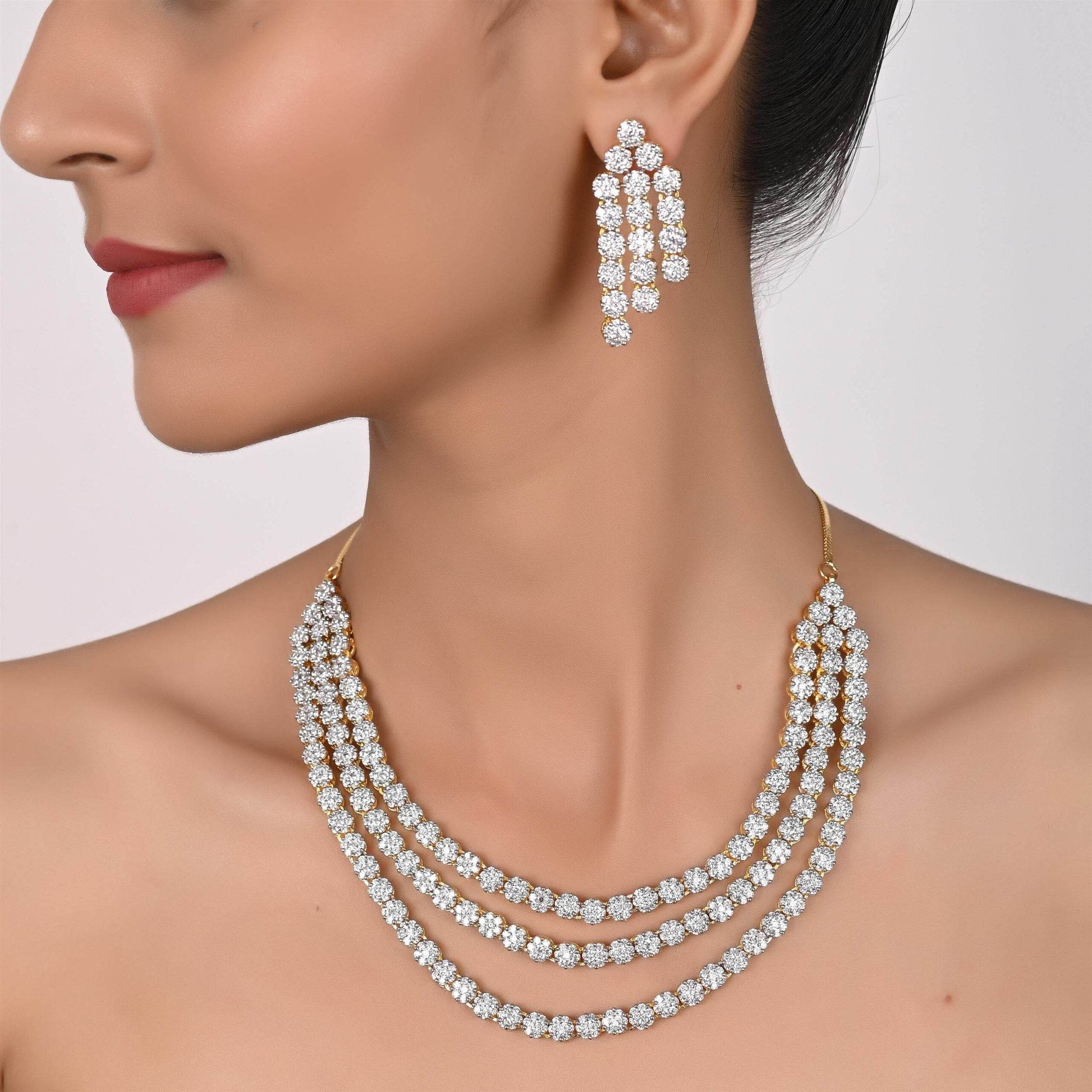 Intricate Handmade CZ Necklace Set - A Gift of Love T4 Jewels