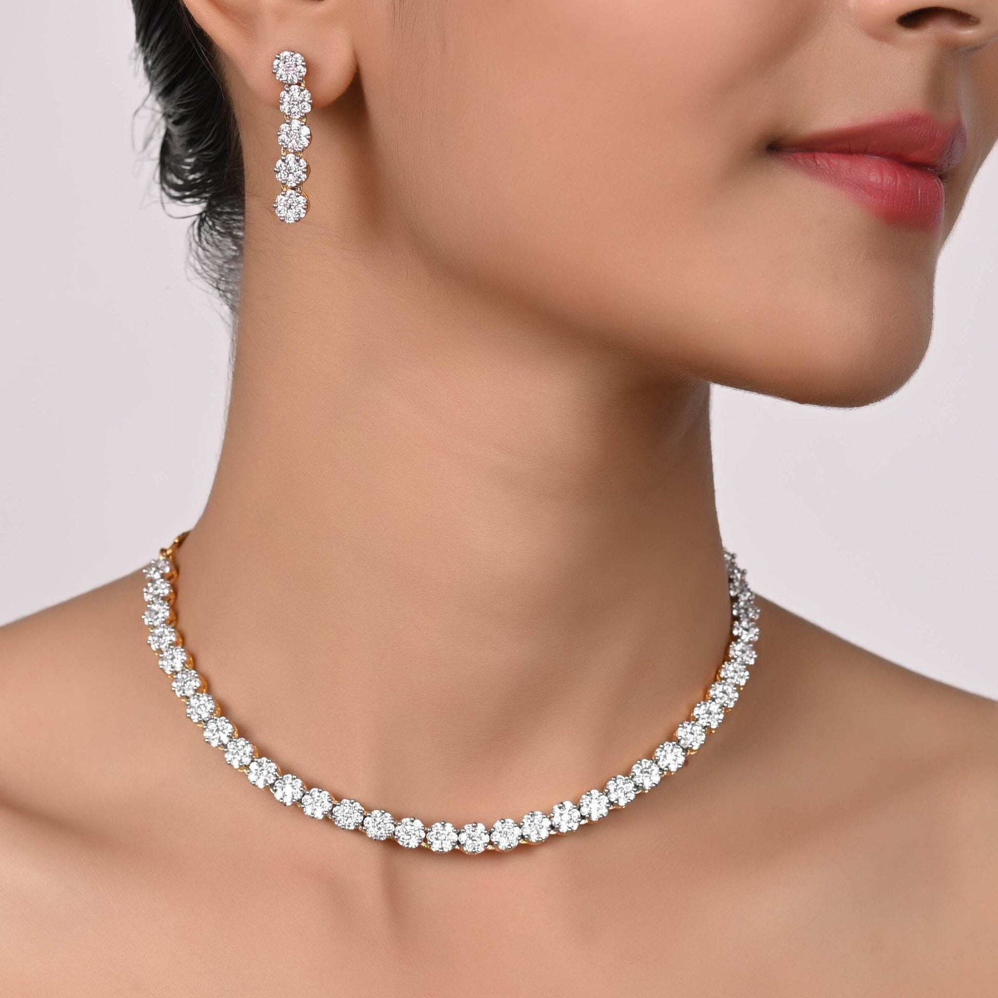 Luxurious Handmade CZ Necklace Set - A Special Treat T4 Jewels