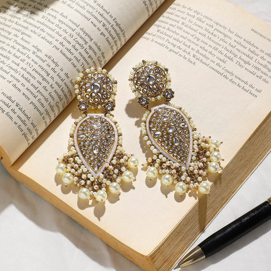 Jhumki Earring with kundan work by T4 Jewels Golden T4 Jewels