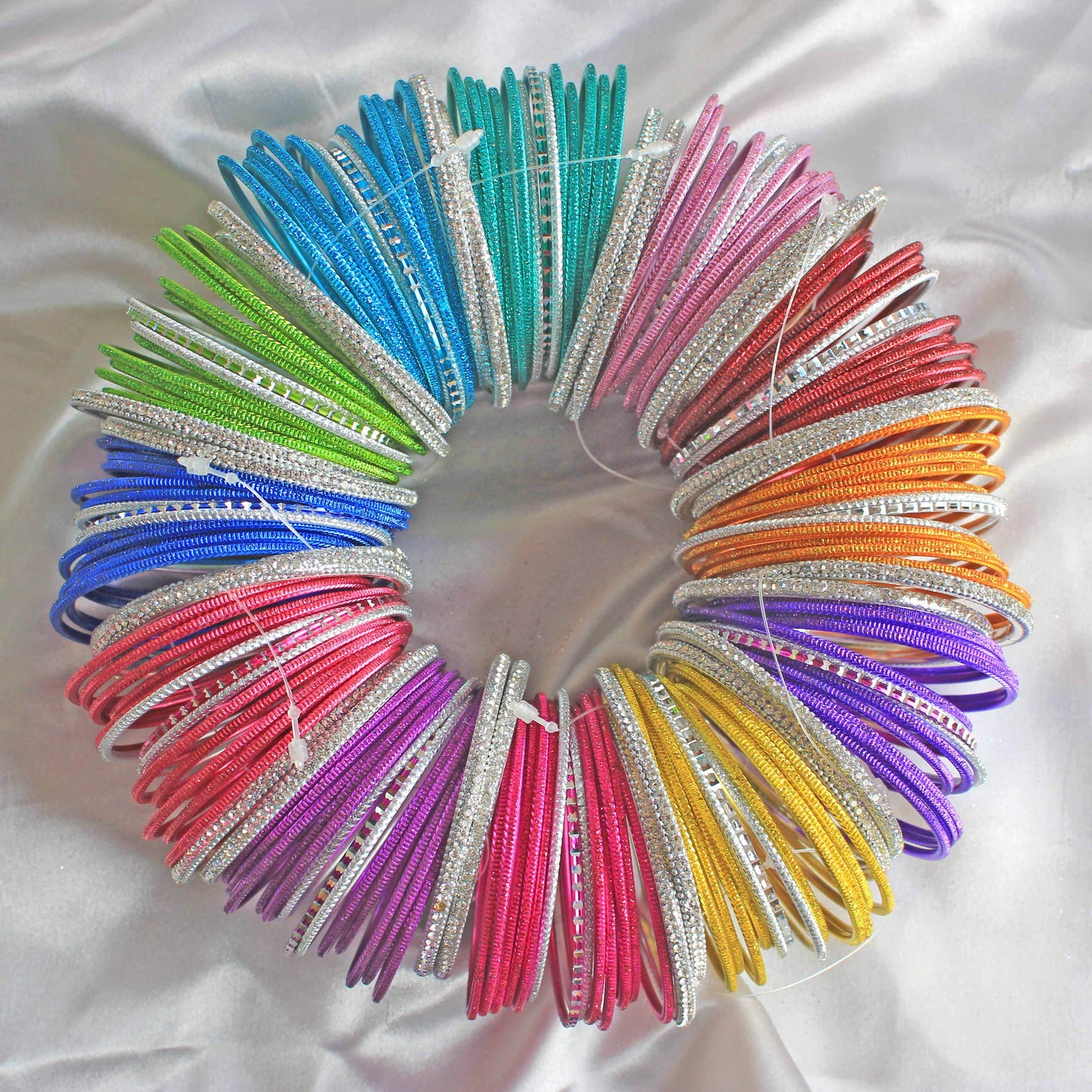 Traditional Glitter Mix'N'Match Bangle Bunch (Plus Size) 2.14in (Extra Extra Extra Large) Plain Metal Bangles T4 Jewels