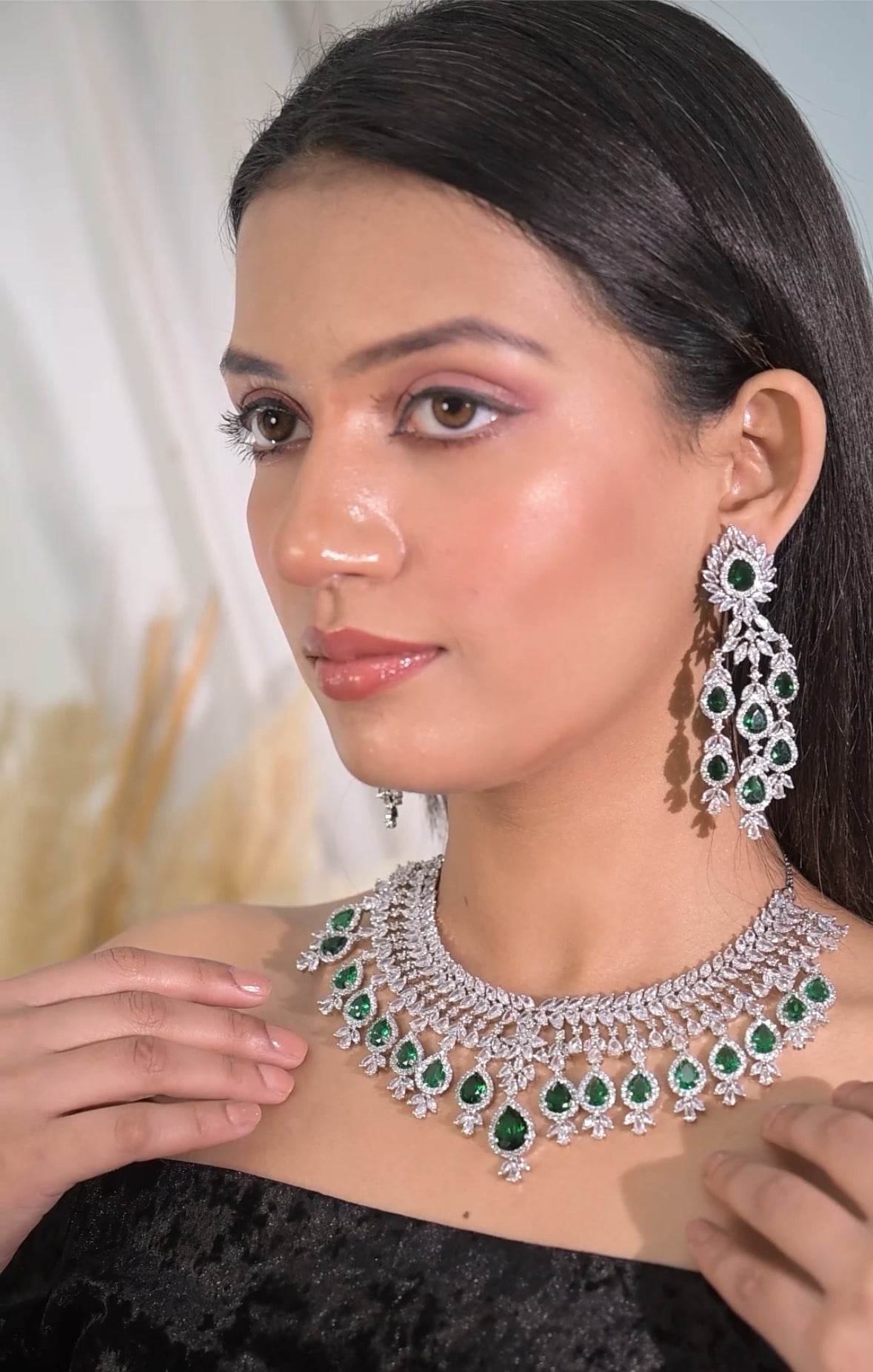 Cubic Zirconia Bridal Necklace Set Necklace T4 Jewels