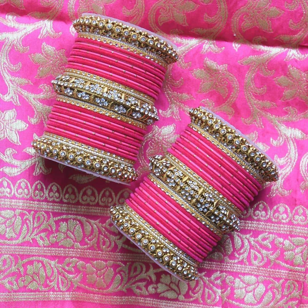 Set of 2 Bridal Matte Textured Bangle Set Rani All Bangle Sets T4 Jewels